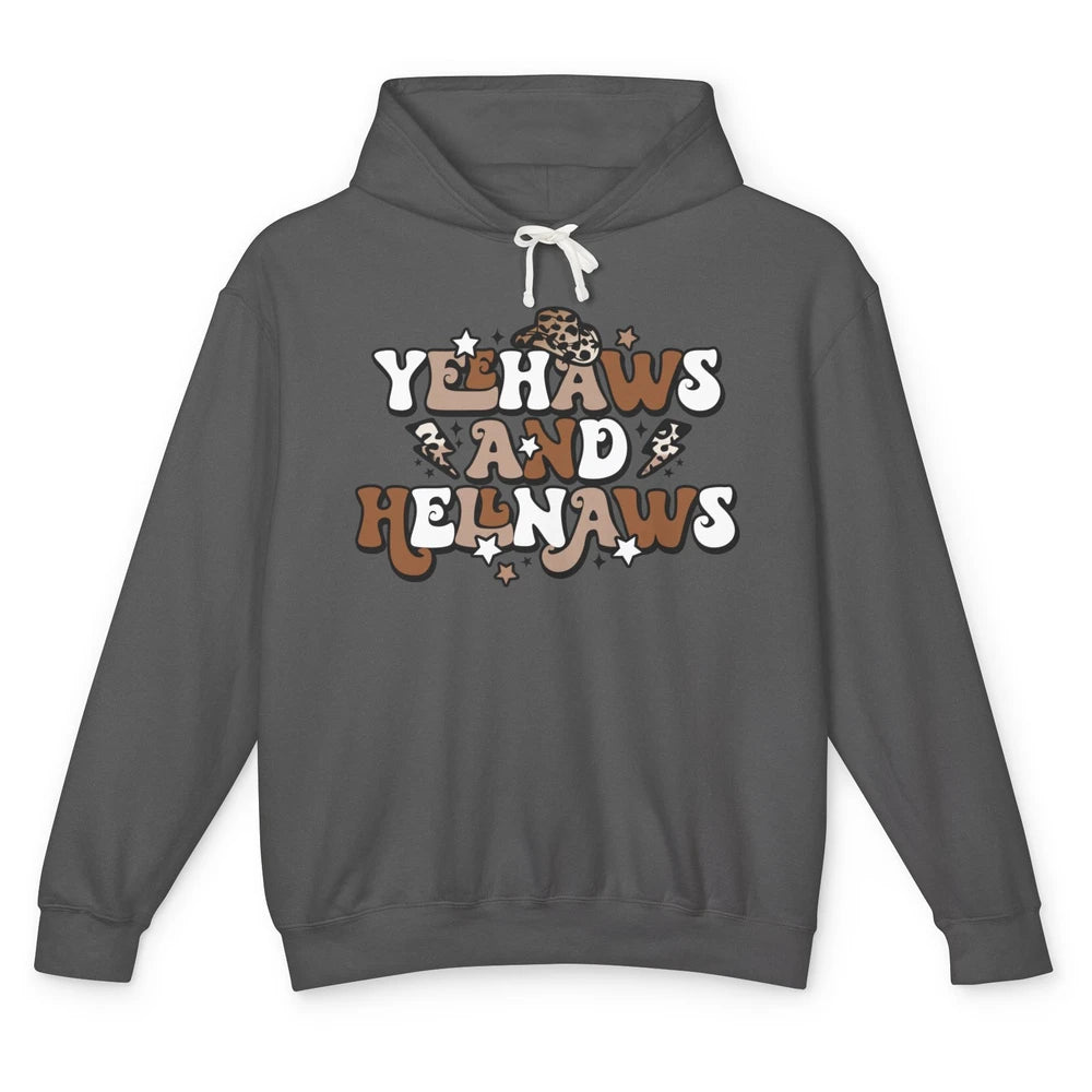 Leopard Yeehaws & Hellnaw Western Country Cowgirl Cowboy Hat Unisex Lightweight Hoodie