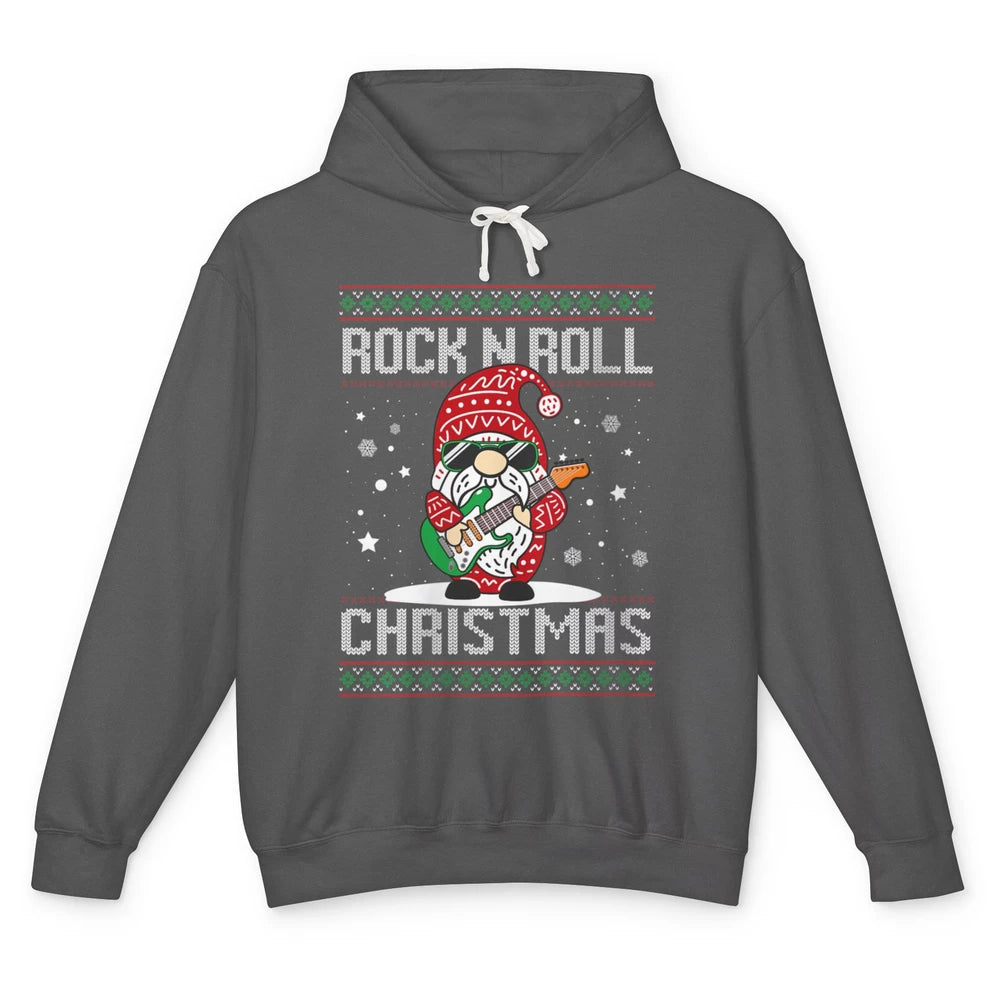 Guitarist Santa Gnome Guitar Rock N Roll Xmas Ugly Christmas Unisex Lightweight Hoodie