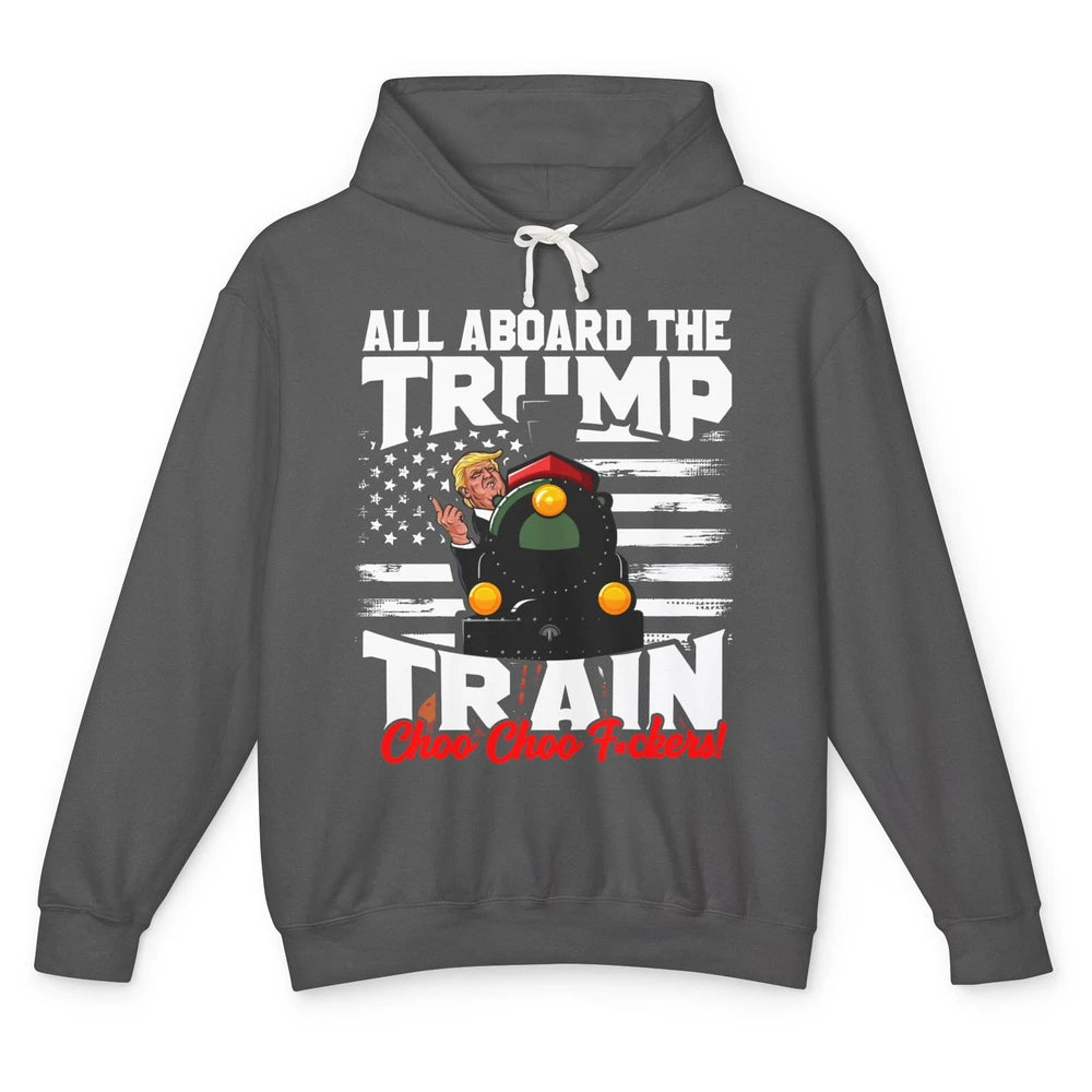 US Flag Trump Return All Abroad The Trump Train Anti Liberal Unisex Lightweight Hoodie