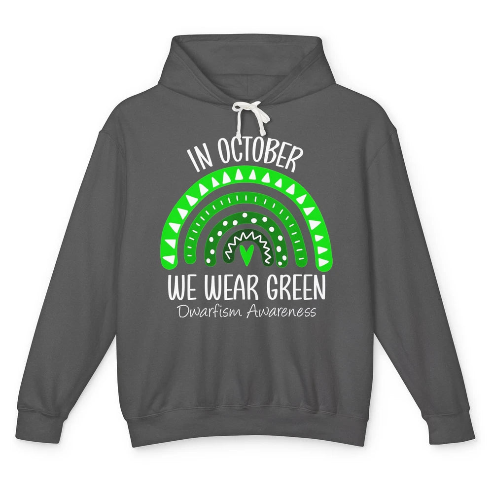 Dwarfism Awareness Month In October Wear Green Heart Rainbow Unisex Lightweight Hoodie