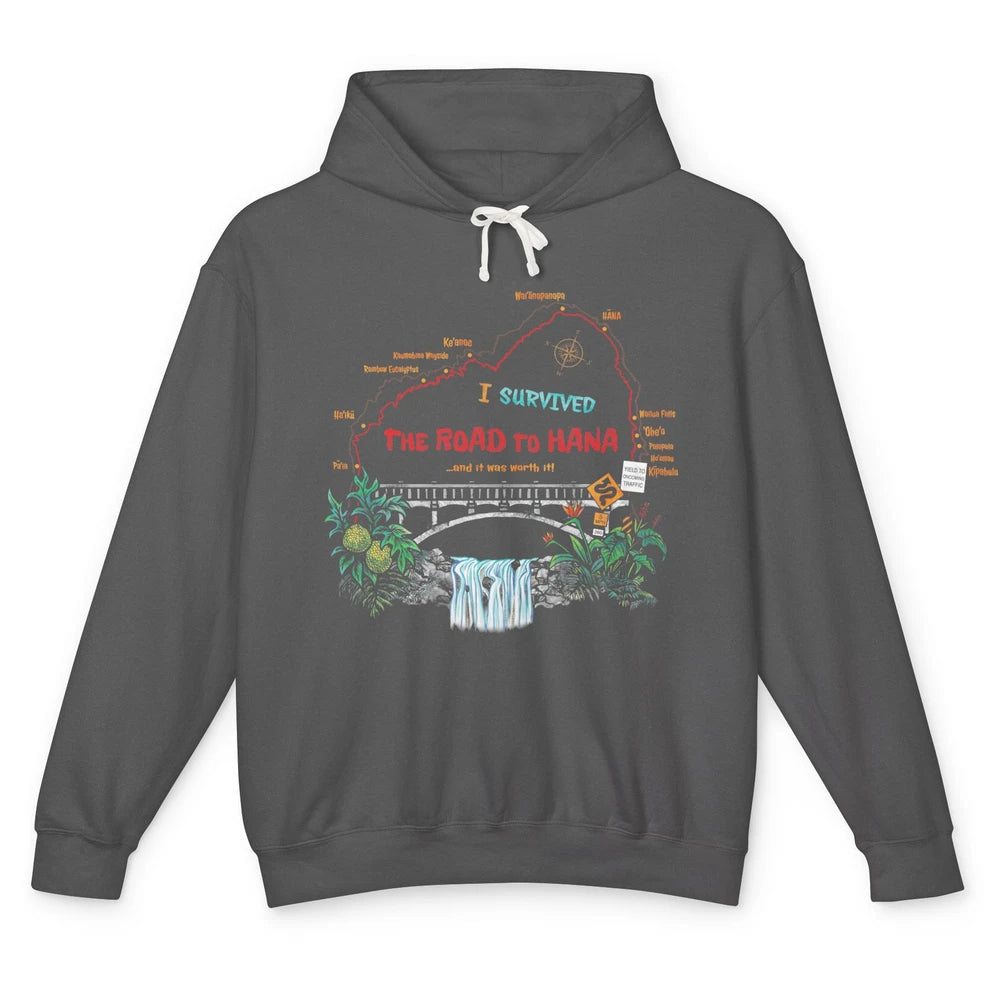 I Survived Road To Hana Maui Island Hawaiian Beach Summer Unisex Lightweight Hoodie