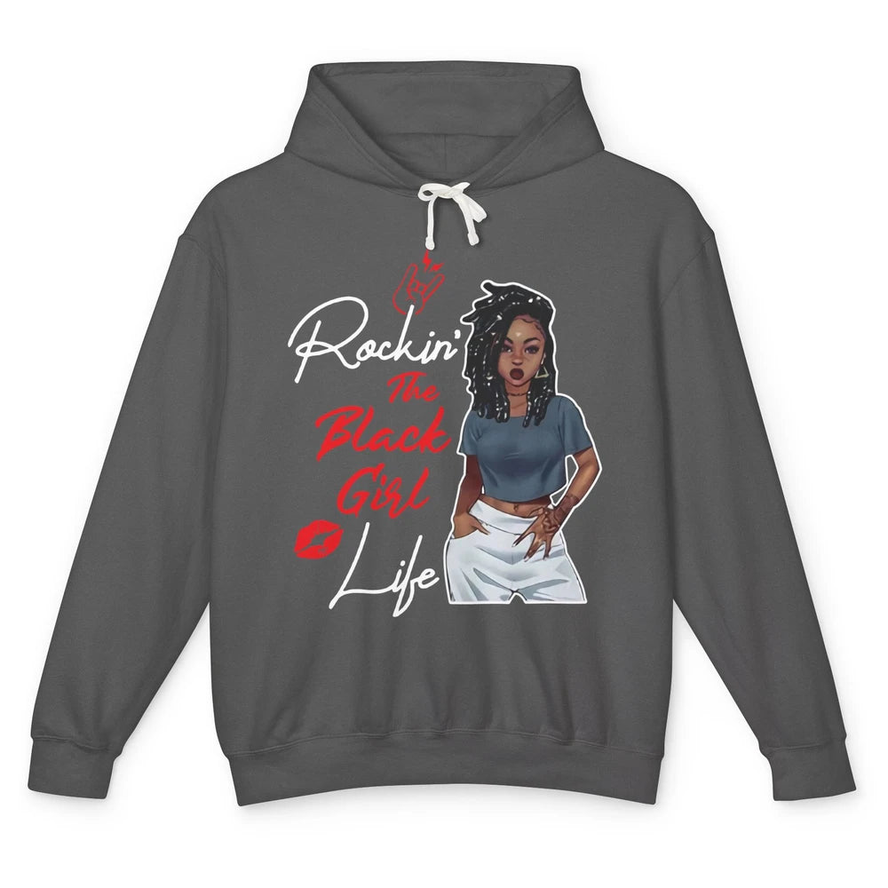 Rockin' The Black Girl Life Black Women Pride Afro Melanin Unisex Lightweight Hoodie