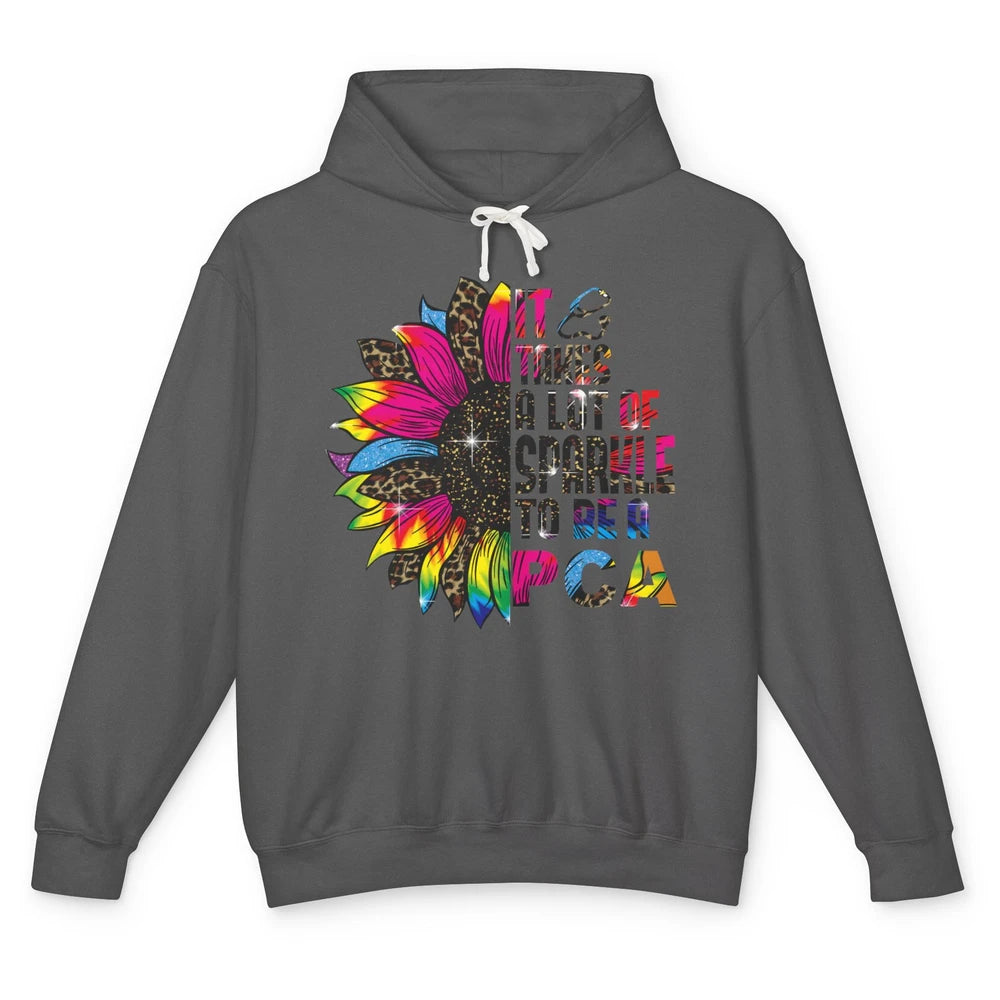 Leopard Sunflower Patient Care It Takes Sparkle To Be A PCA Unisex Lightweight Hoodie