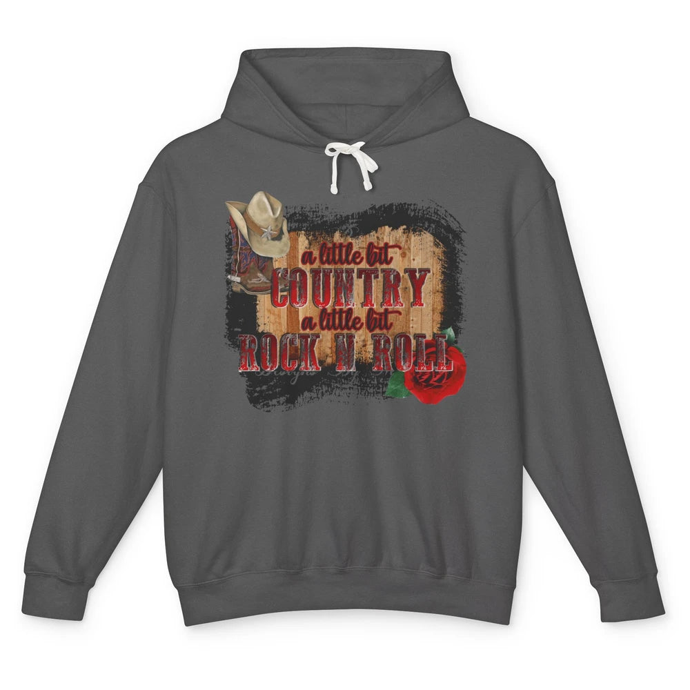 Cowboy Boots Hat A Little Country Little Rock N Roll Western Unisex Lightweight Hoodie