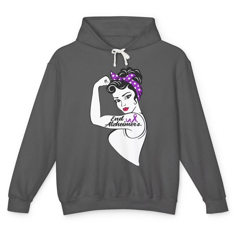 Alzheimer Awareness Strong Purple Ribbon Women Bandana Gift Unisex Lightweight Hoodie