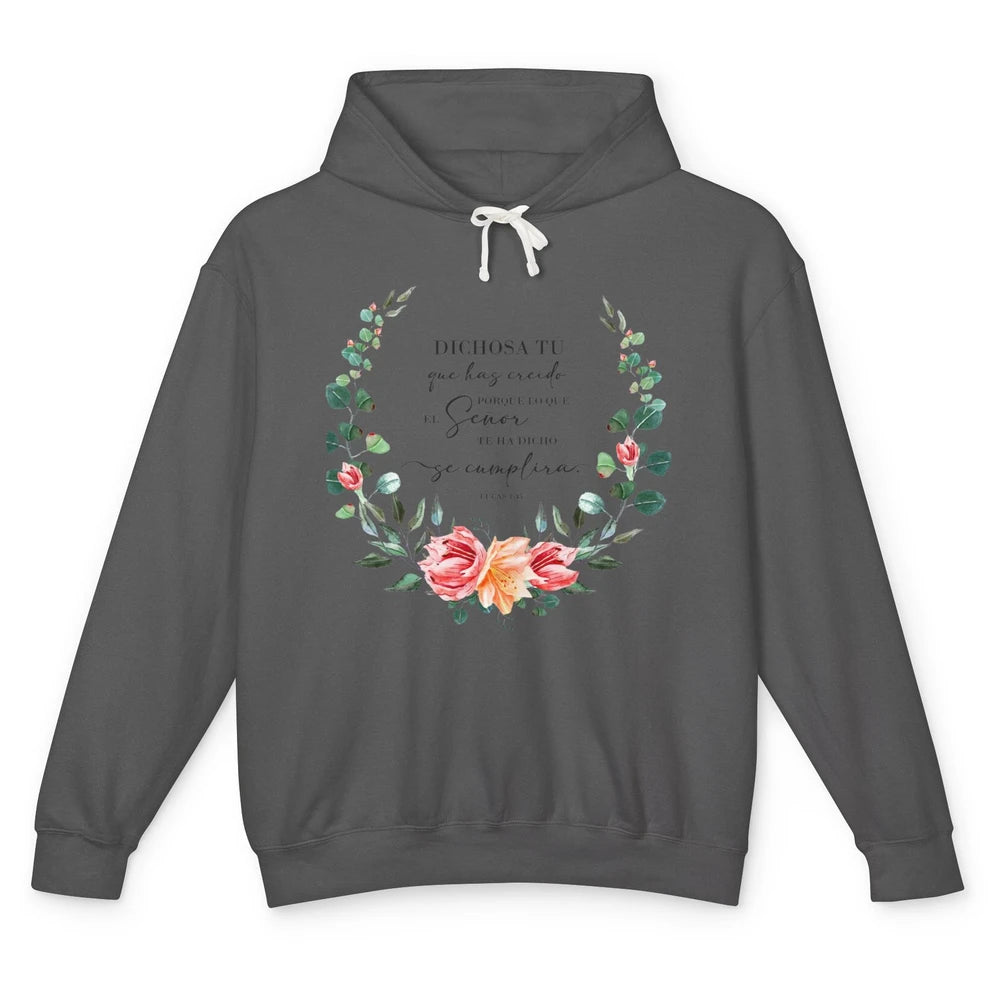 Floral Spanish Bible Dichosa Tú Que Has Creído Christian Unisex Lightweight Hoodie