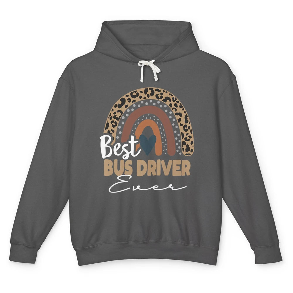 Funny Best School Bus Driver Ever Life Leopard Rainbow Boho Unisex Lightweight Hoodie