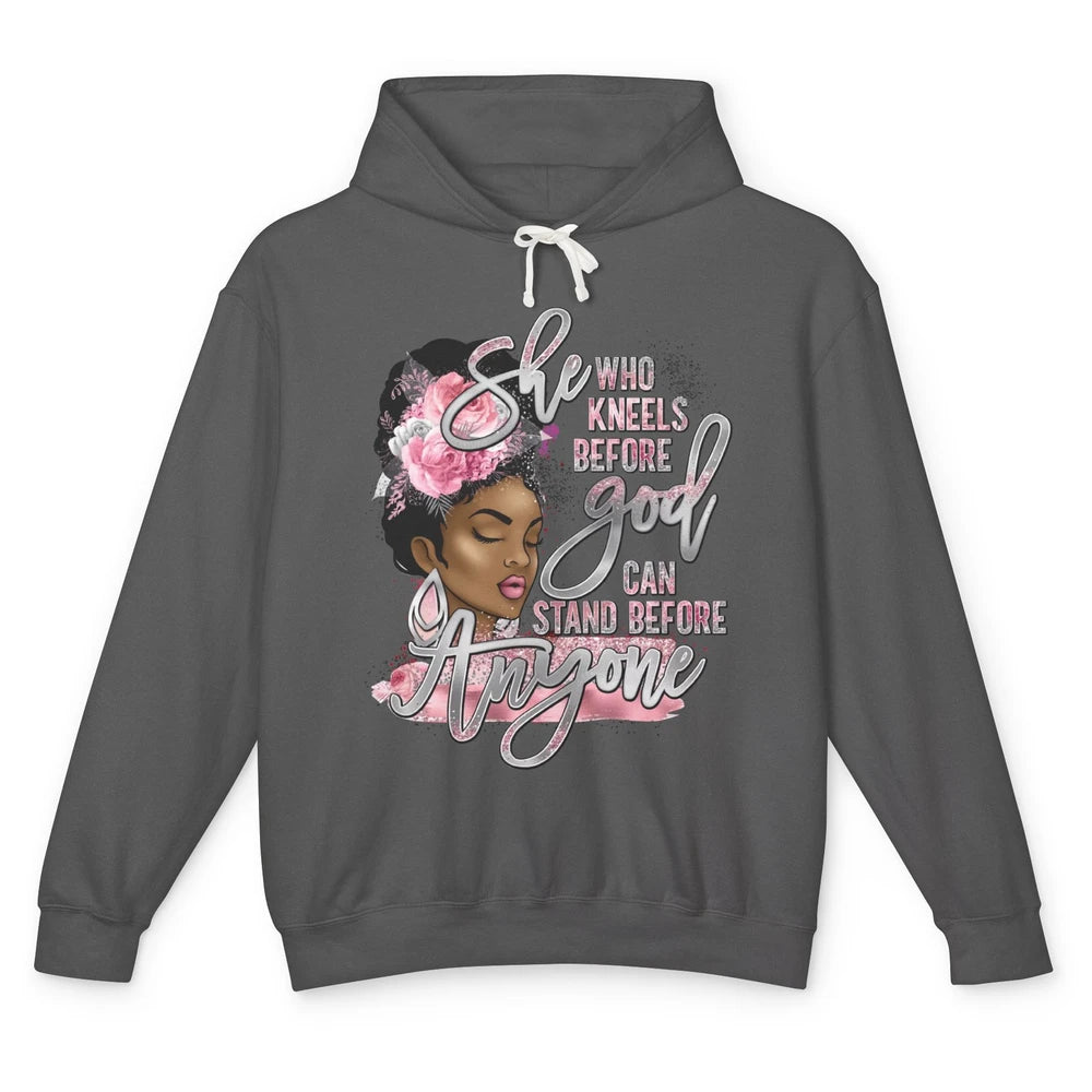 Black Girl She Who Kneels Before God Christian Afro Women Unisex Lightweight Hoodie