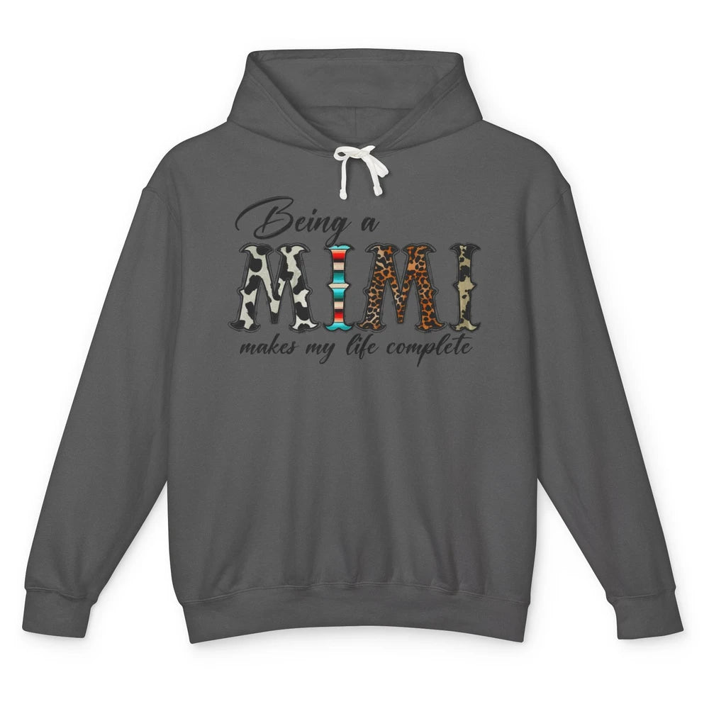 Leopard Being A Mimi Makes My Life Complete Grandma Western Unisex Lightweight Hoodie