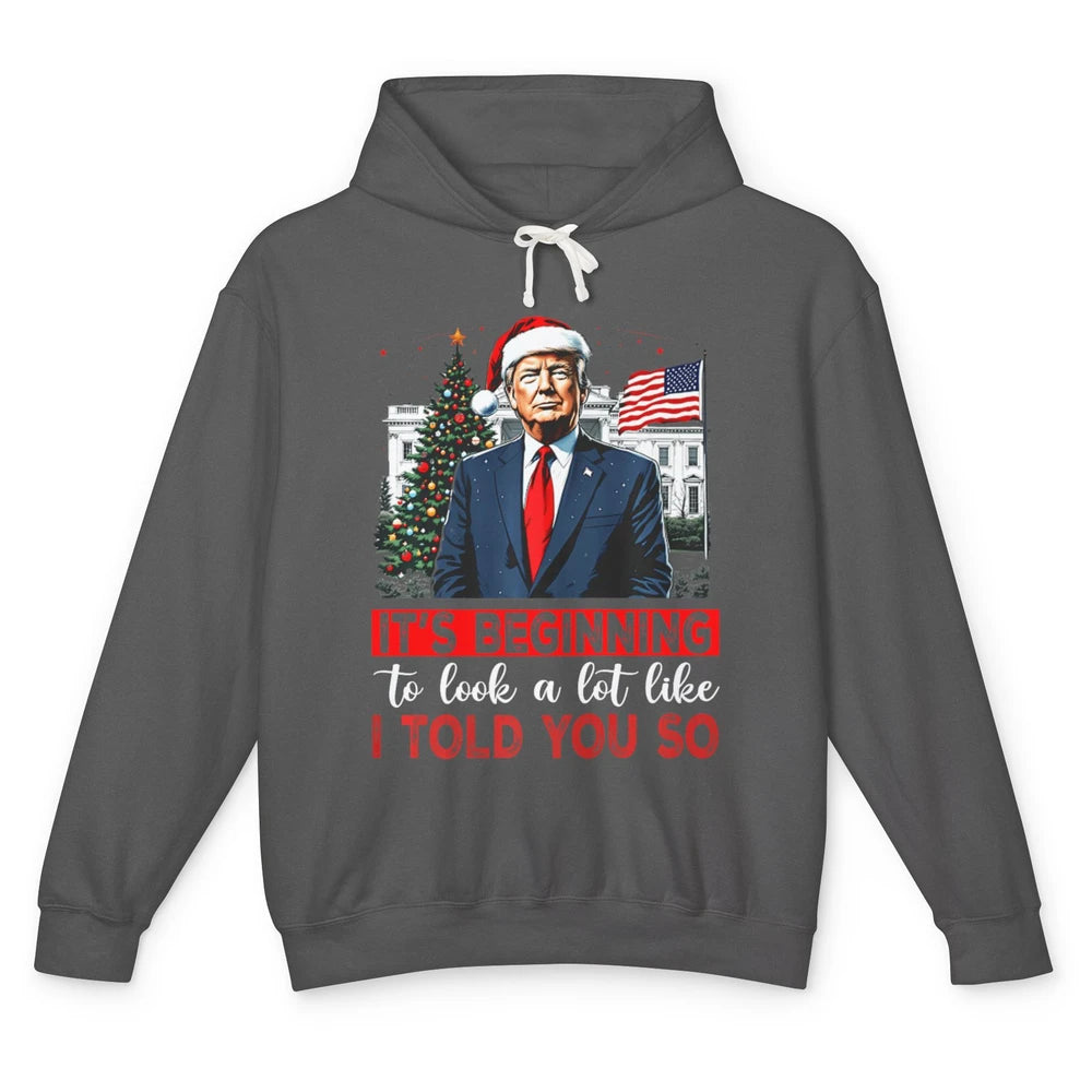 Funny Santa Trump It's Beginning To Look A Lot Like I Told You So Sarcastic Political Xmas Christmas Unisex Lightweight Hoodie