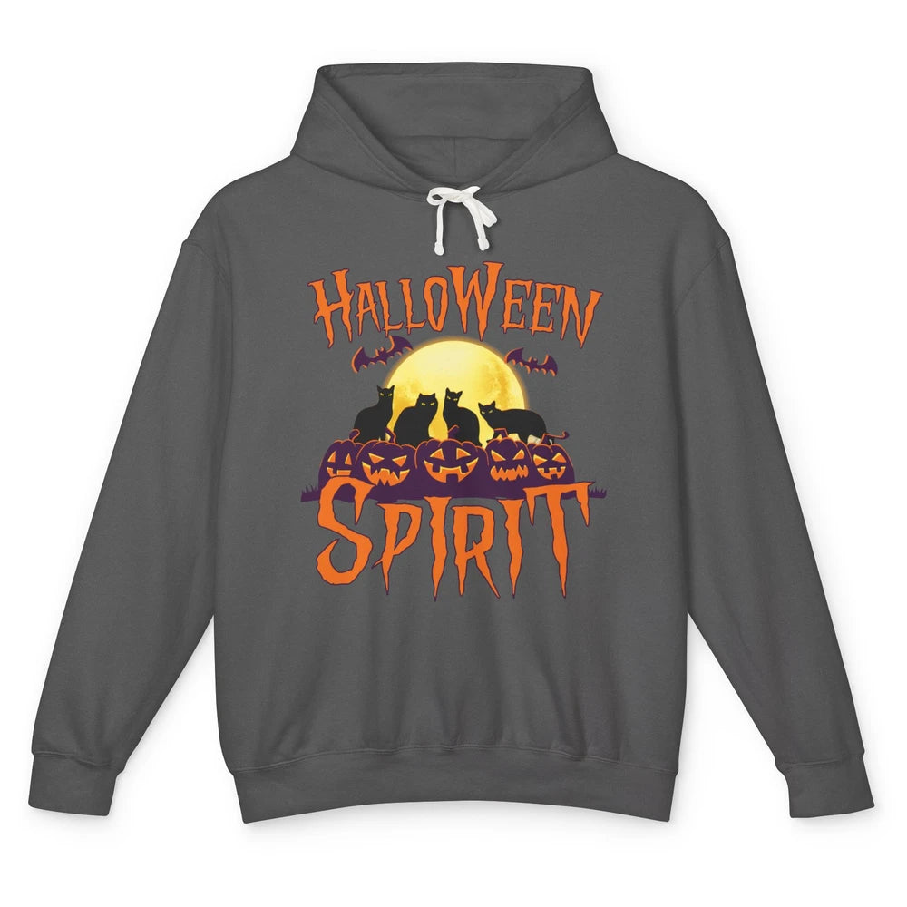 Black Cat Pumpkin Halloween Spirit Moon Night Cat Lover Gift Unisex Lightweight Hoodie