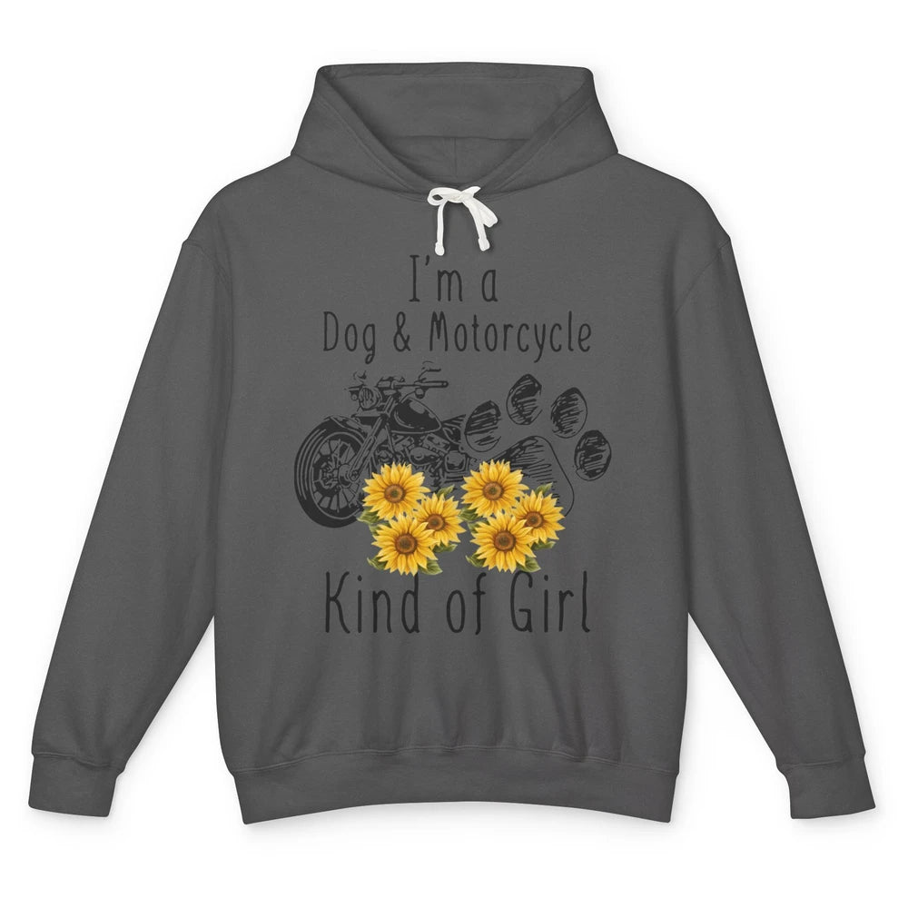 Retro Sunflower Motorbike I'm Dog Motorcycle Kinda Girl Gift Unisex Lightweight Hoodie