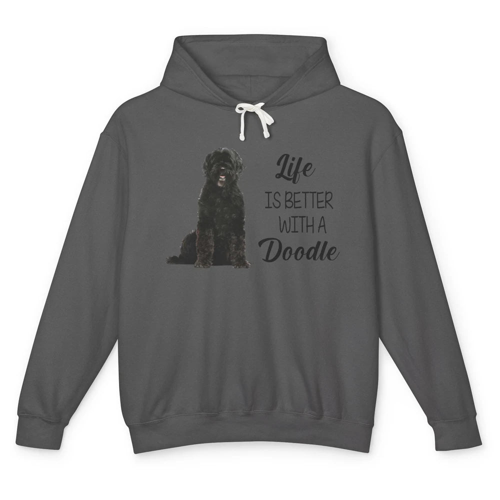 Black Labradoodle Life Is Better With A Doodle Dog Mom Gift Unisex Lightweight Hoodie