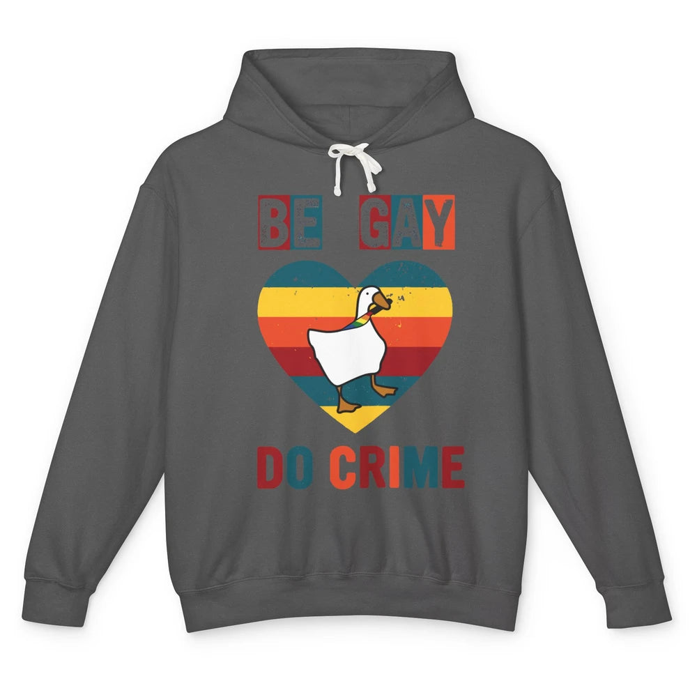 Vintage Duck Rainbow Be Gay Do Crime LGBTQ Community Rights Unisex Lightweight Hoodie