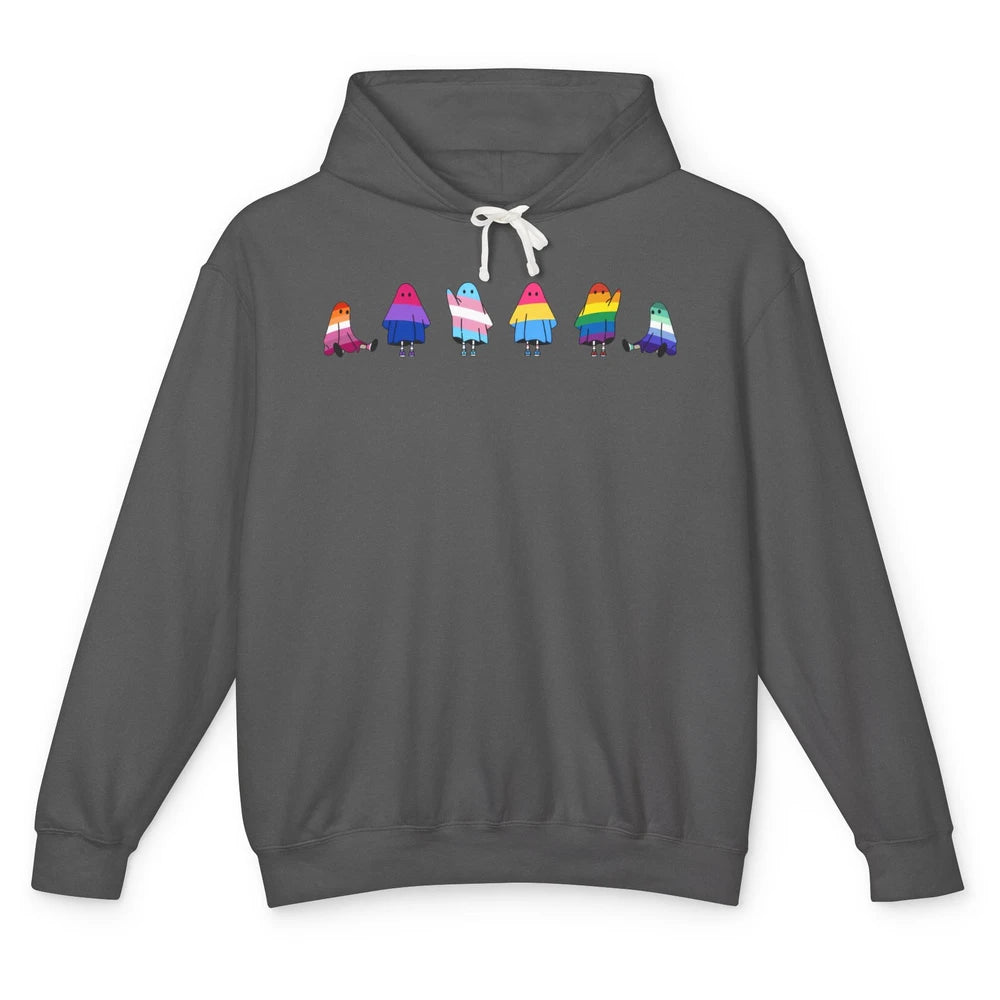 Cute Gay Baby Ghosts Spooky LGBTQ Lesbian Gay Pride Month Unisex Lightweight Hoodie