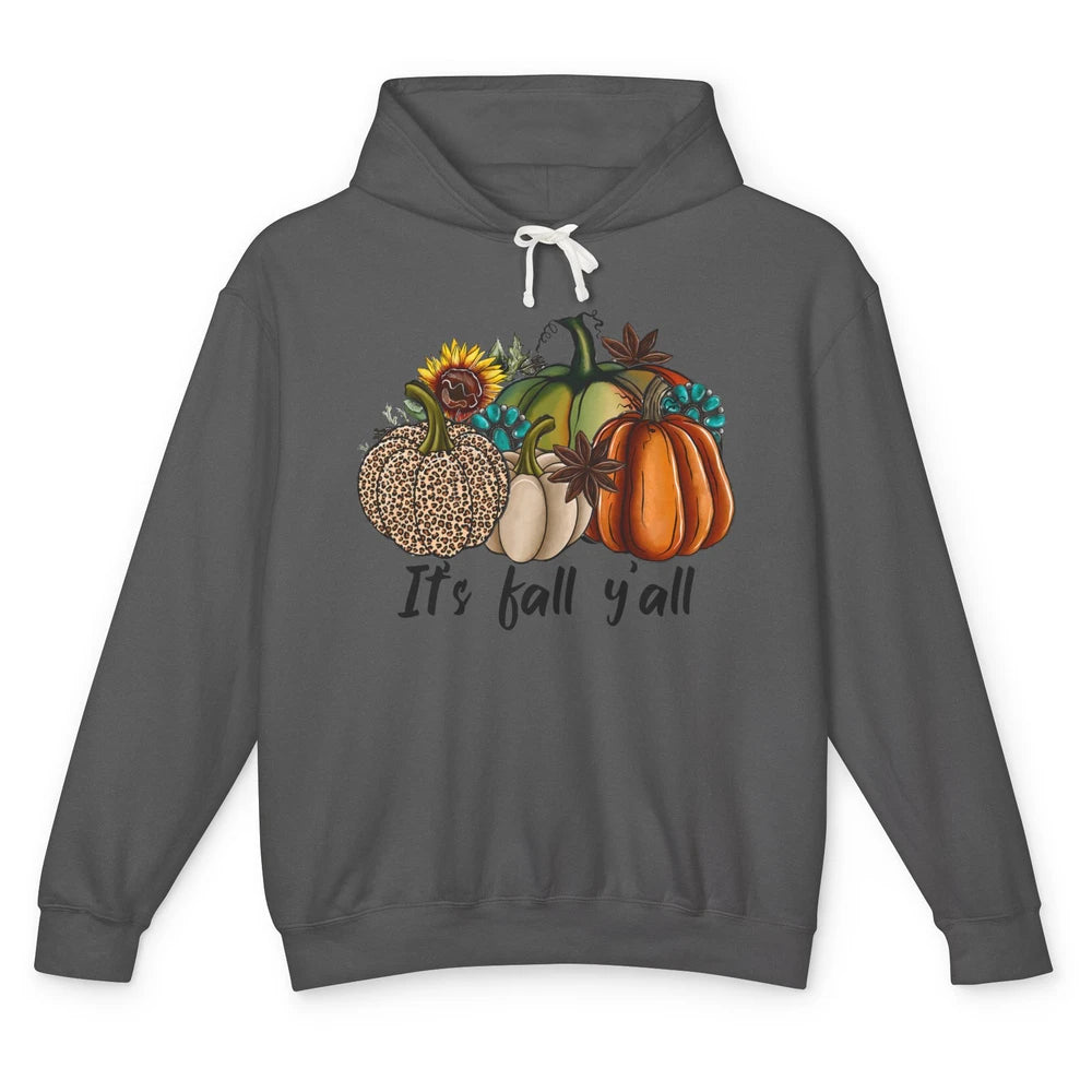 Leopard Pumpkin It's Fall Yall Fall Leaves Western Autumn Unisex Lightweight Hoodie