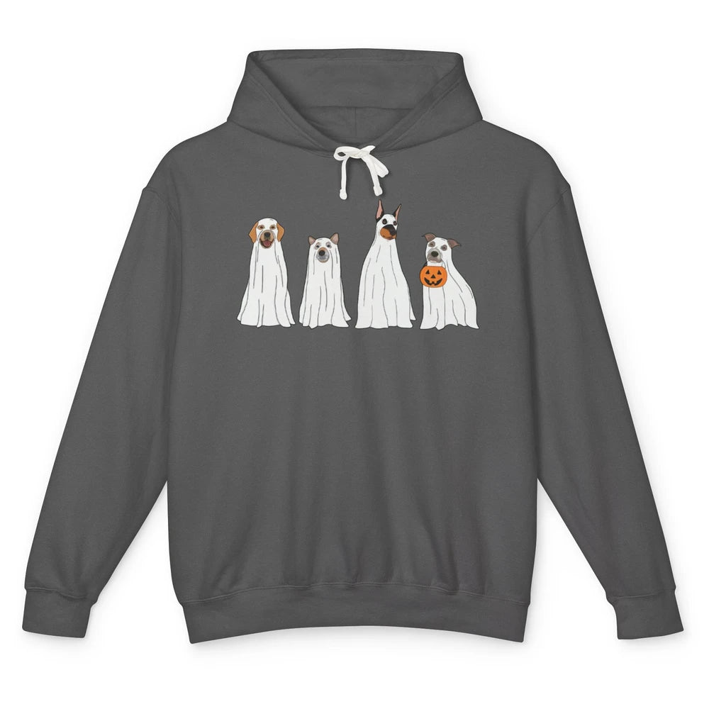 Halloween Dog Ghost Pumpkin Spooky Season Funny Dog Lovers Unisex Lightweight Hoodie