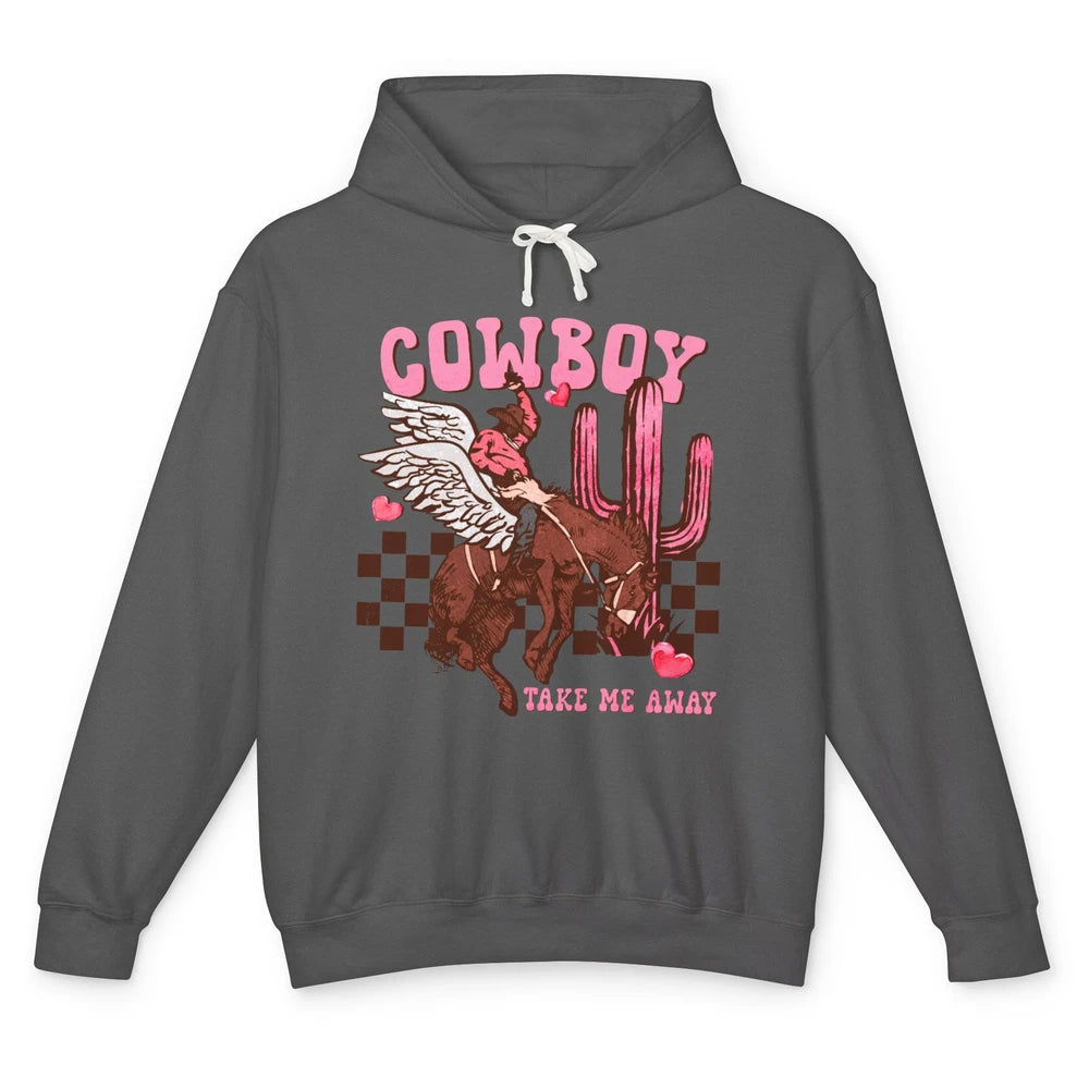 Take Me Away Valentine Cowboy Rodeo Horse Riding Western Unisex Lightweight Hoodie