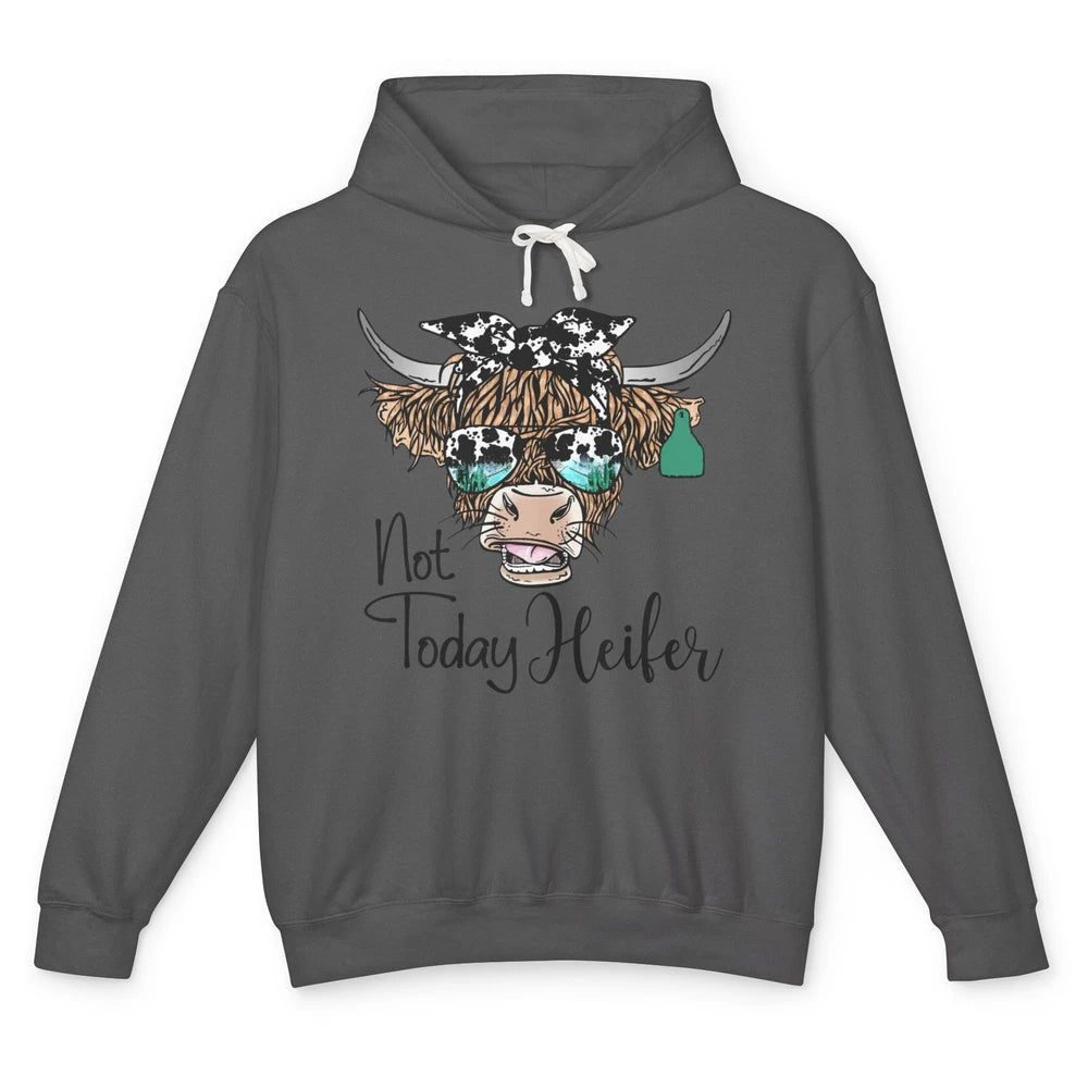 Highland Cow Bandana Cowhide Not Today Heifer Western Animal Unisex Lightweight Hoodie