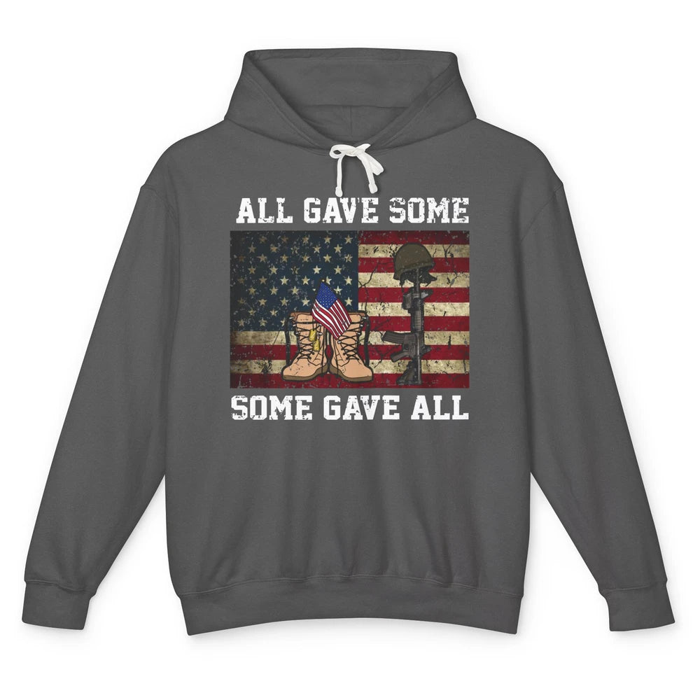 Retro US Veteran All Gave Some Some Gave All Memorial Day Unisex Lightweight Hoodie