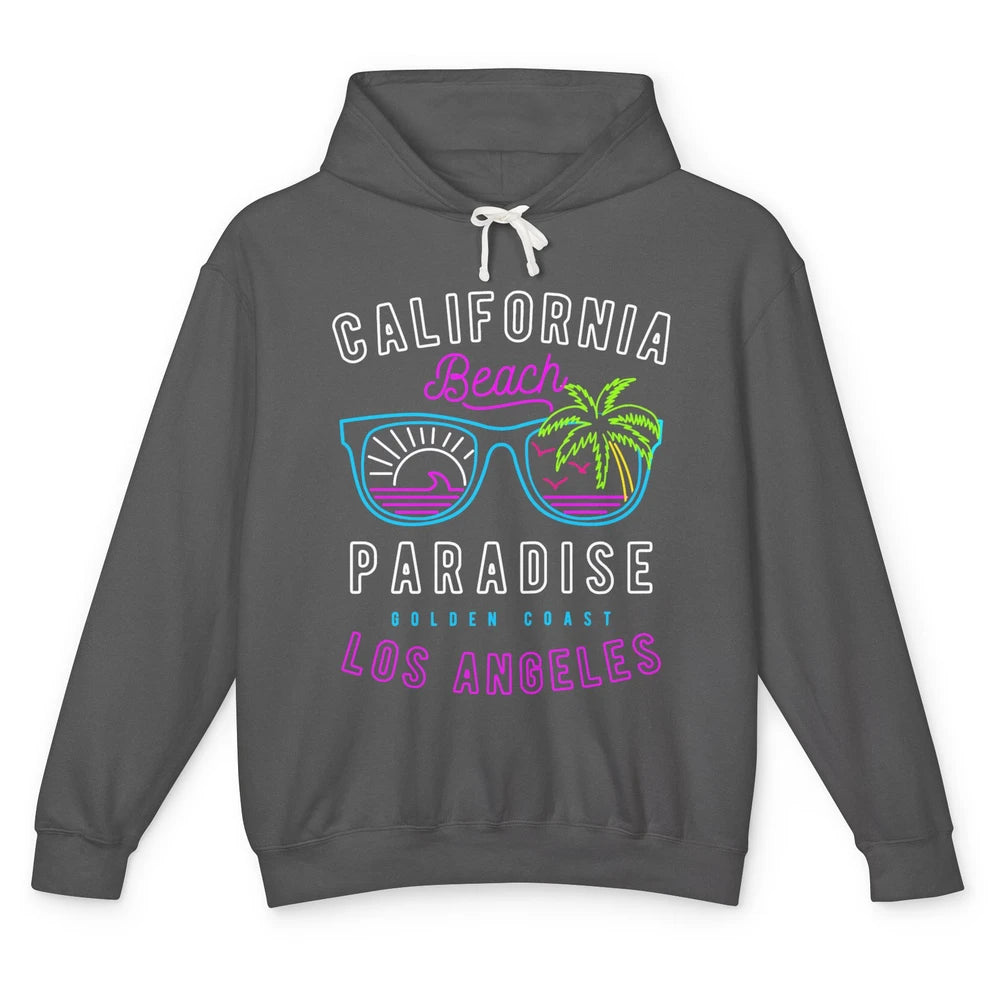 California Beach Paradise Los Angeles Golden Coast Neon 80s Unisex Lightweight Hoodie