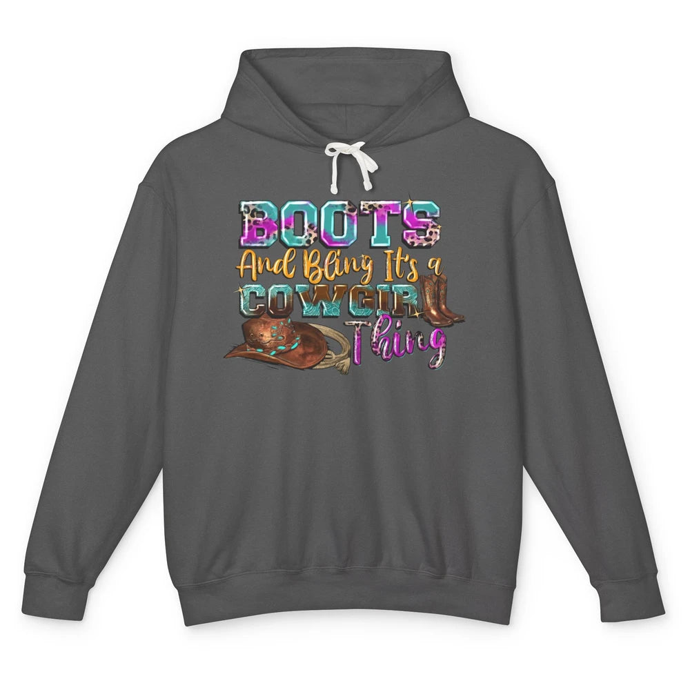 Leopard Boots And Bling It's A Cowgirl Thing Western Country Unisex Lightweight Hoodie