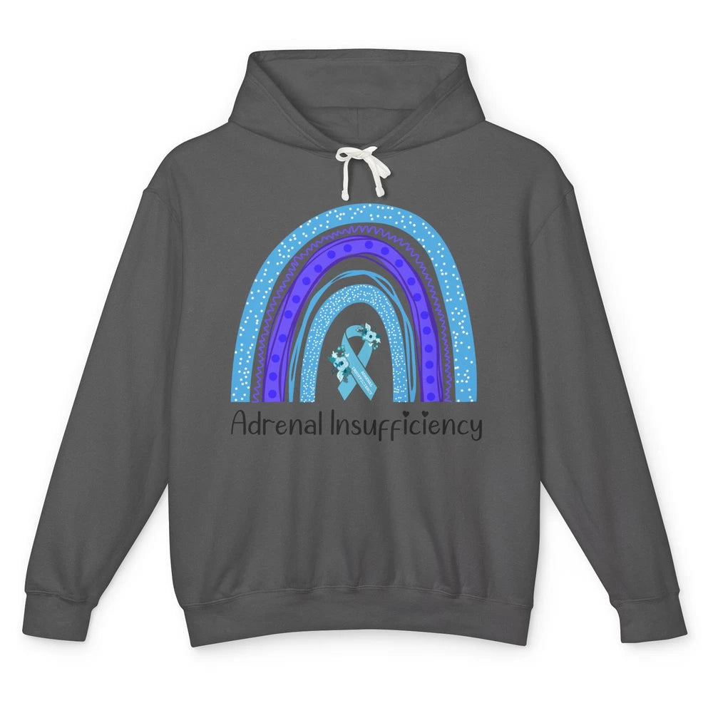 Adrenal Insufficiency Awareness Floral Light Blue Ribbon Unisex Lightweight Hoodie