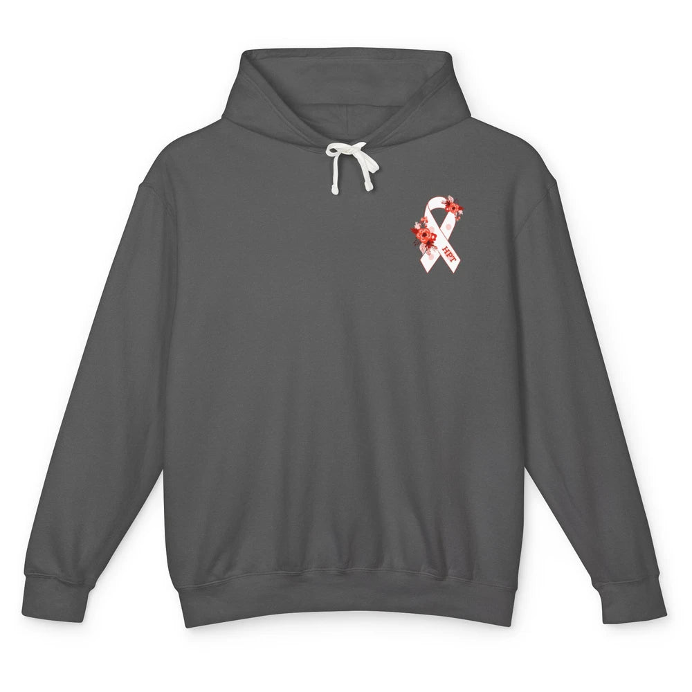 Hyperparathyroidism Awareness Red White Ribbon Parathyroid Unisex Lightweight Hoodie