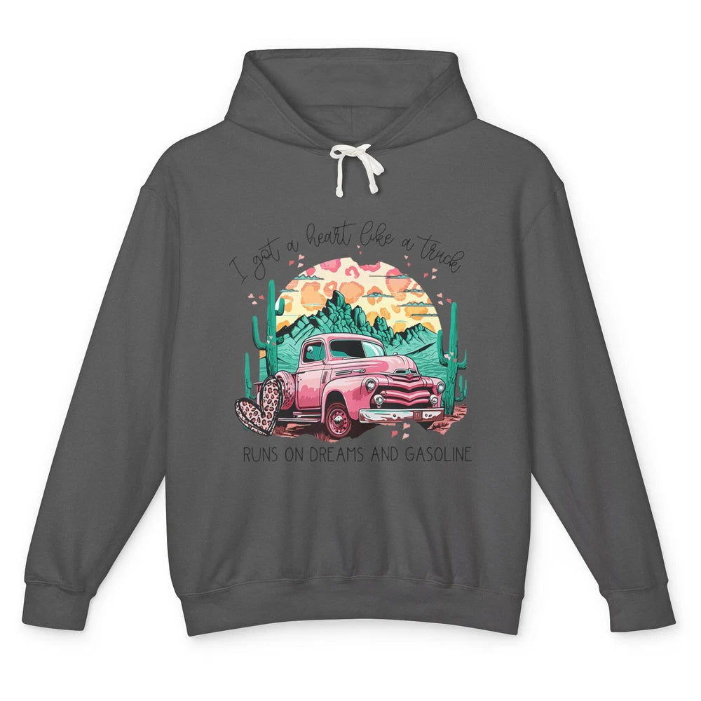 Western Sunset Cowgirl I Got Heart Like Truck Rodeo Cactus Unisex Lightweight Hoodie