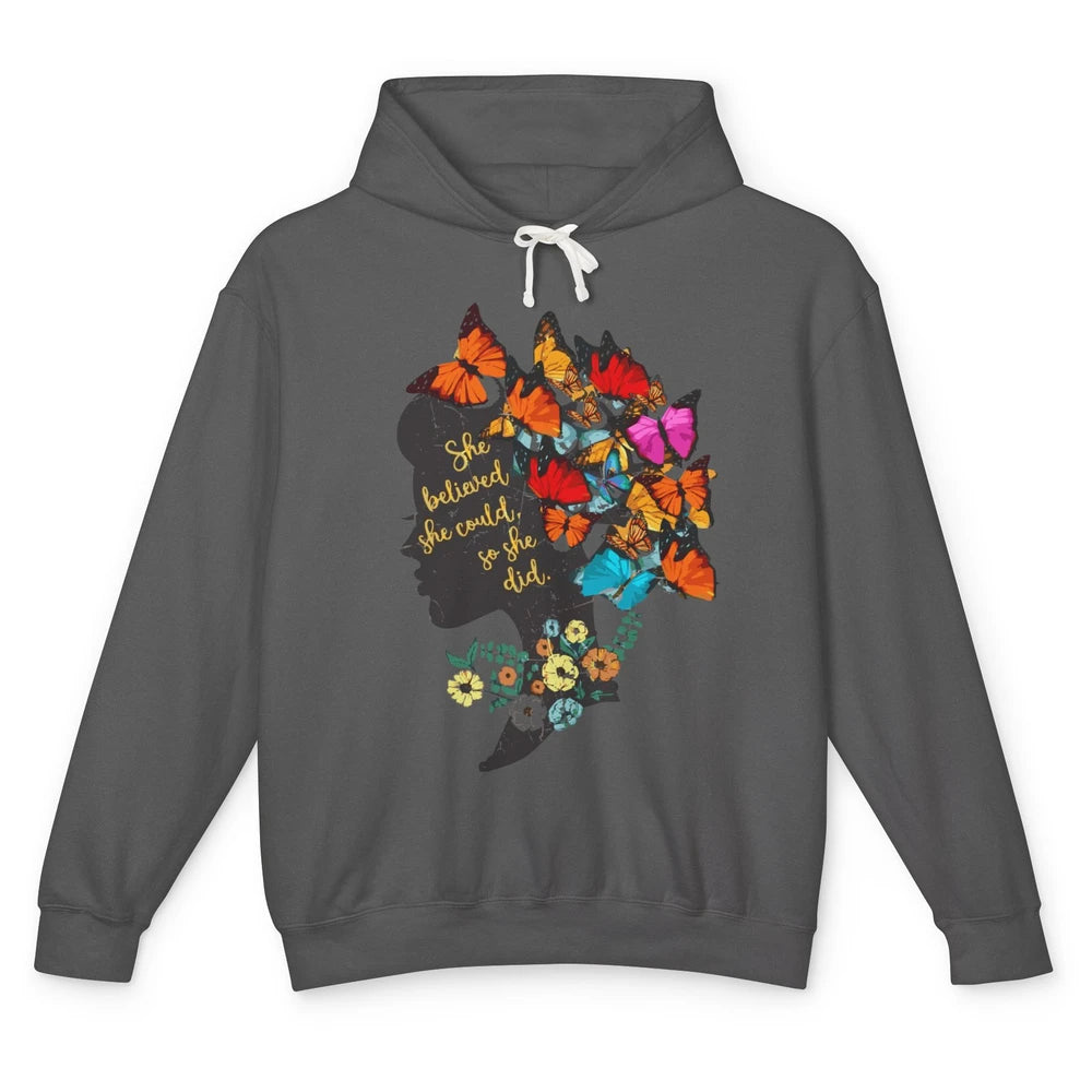 Floral Women Butterfly Inspirational Saying Mental Health Unisex Lightweight Hoodie