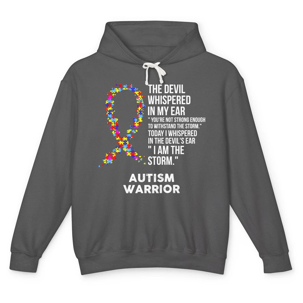 Autism Awareness Support Ribbon The Devil Whispered In Ear Unisex Lightweight Hoodie