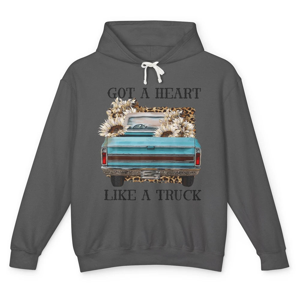 Got Heart Like Truck Sunflower Leopard Western Country Farm Unisex Lightweight Hoodie