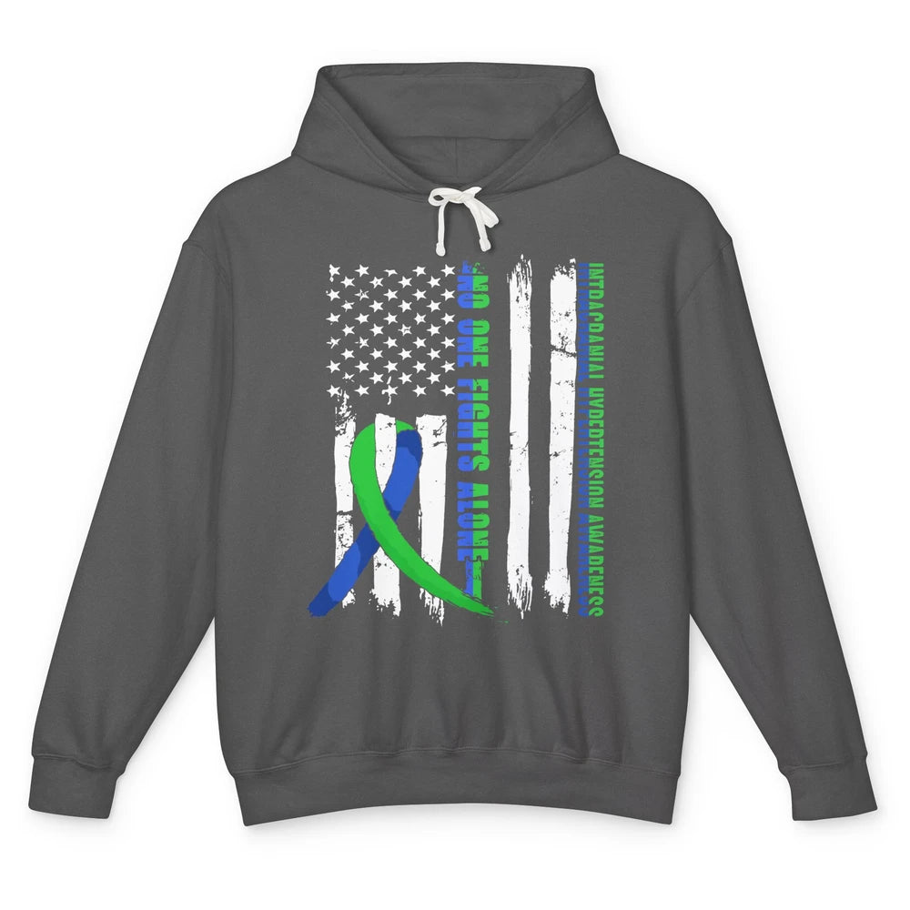 Intracranial Hypertension Ribbon No One Fight Alone US Flag Unisex Lightweight Hoodie