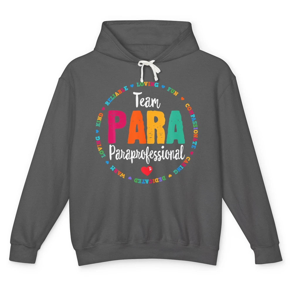 Team Paraprofessional Para Teacher Assistant Education Heart Unisex Lightweight Hoodie