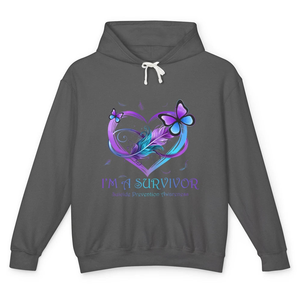 Survivor Purple Teal Heart Love Suicide Prevention Awareness Unisex Lightweight Hoodie