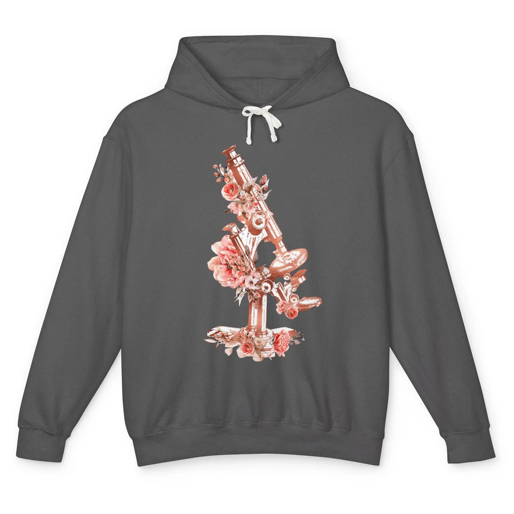 Floral Microscope Medical Laboratory Tools Microbiologist Unisex Lightweight Hoodie