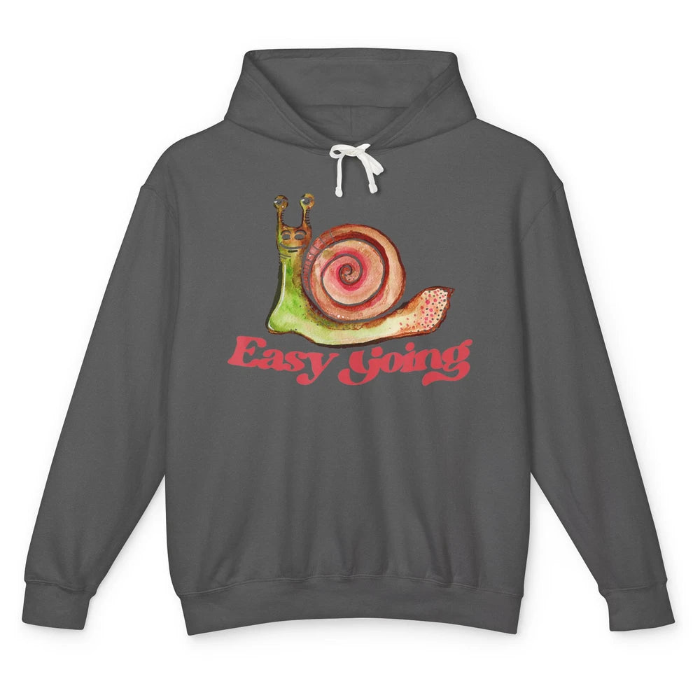 Funny Watercolor Easy Going Snails Pun Nature Animal Snail Unisex Lightweight Hoodie