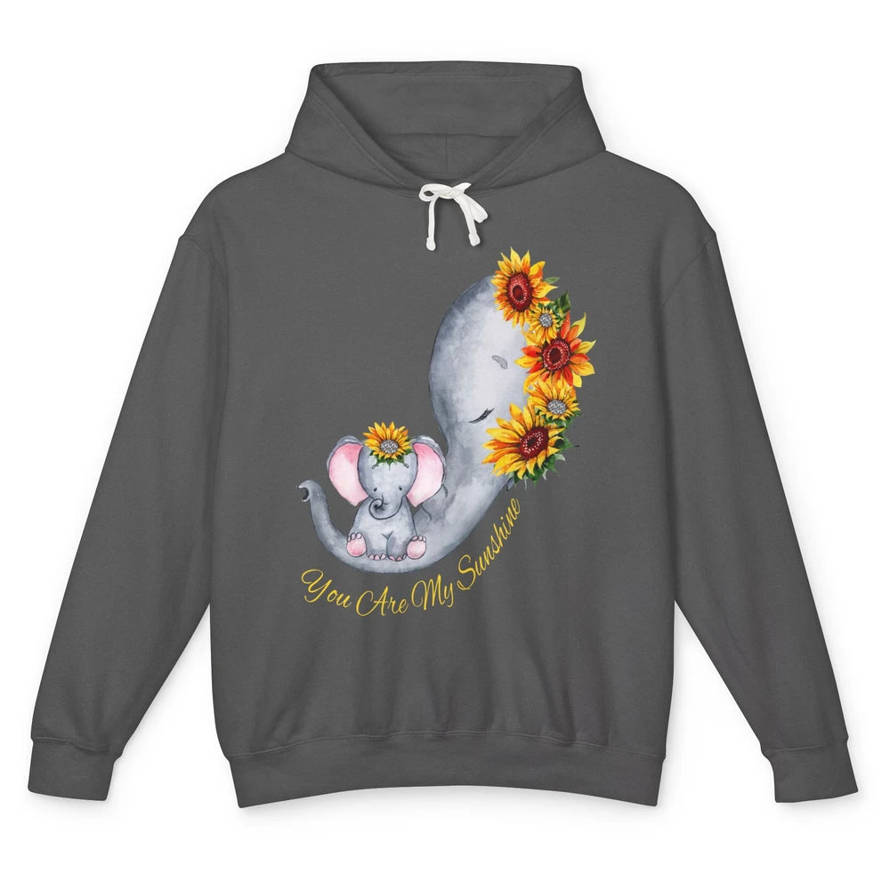 Sunflower Baby Elephant You Are My Sunshine Elephant Mom Unisex Lightweight Hoodie