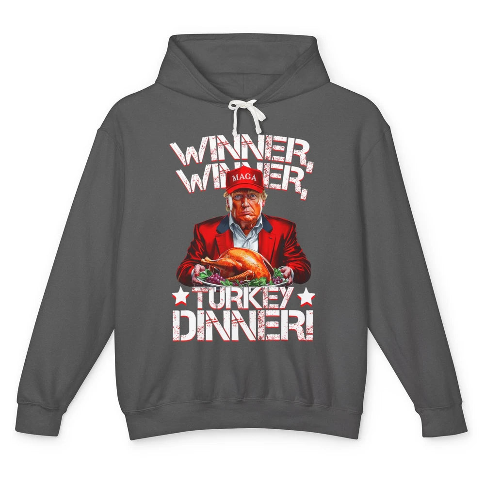 Funny Trump Winner Turkey Dinner Thanksgiving Donald Trump President Republican Political Humor Unisex Lightweight Hoodie