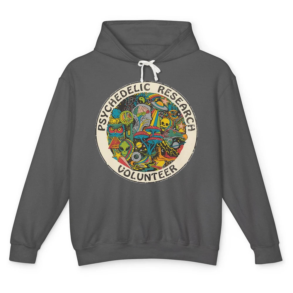 Retro Design Research Volunteer Psychedelic Mushroom Vintage Unisex Lightweight Hoodie