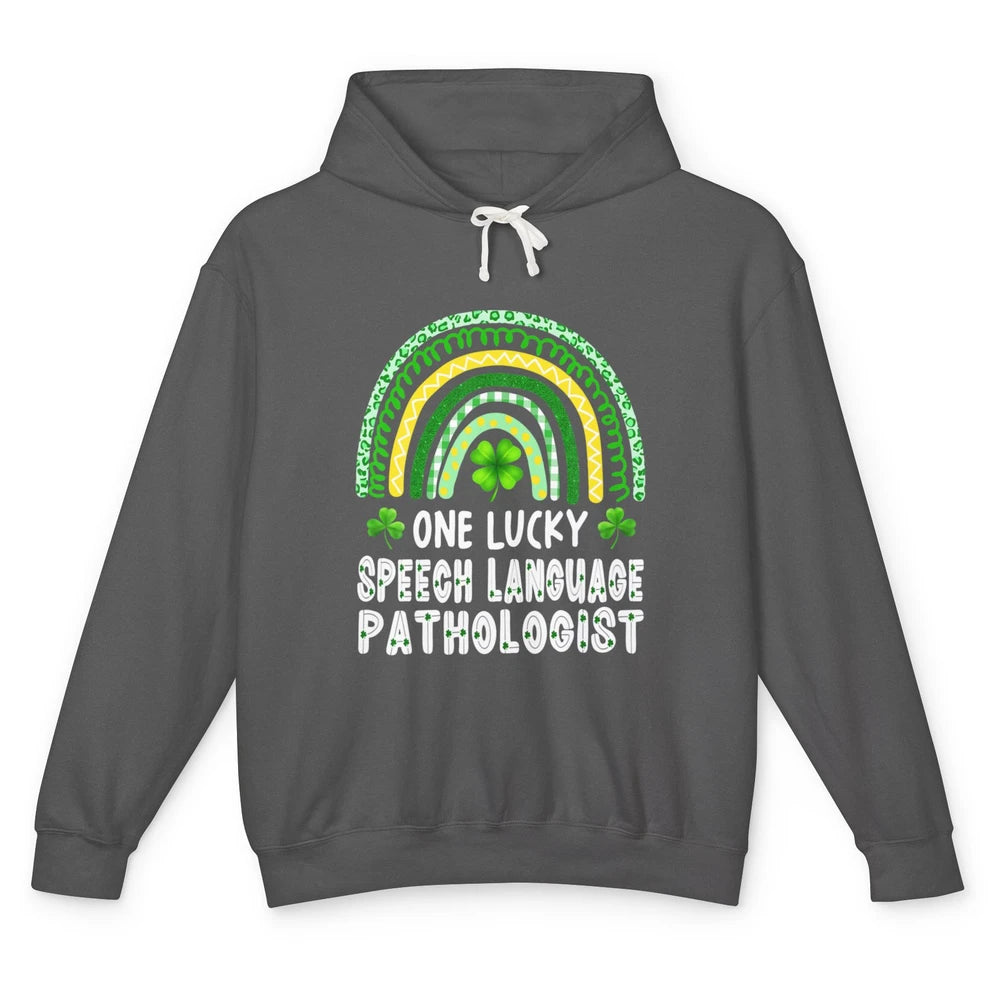 Lucky Speech Language Pathologist SLP Rainbow St Patrick Day Unisex Lightweight Hoodie