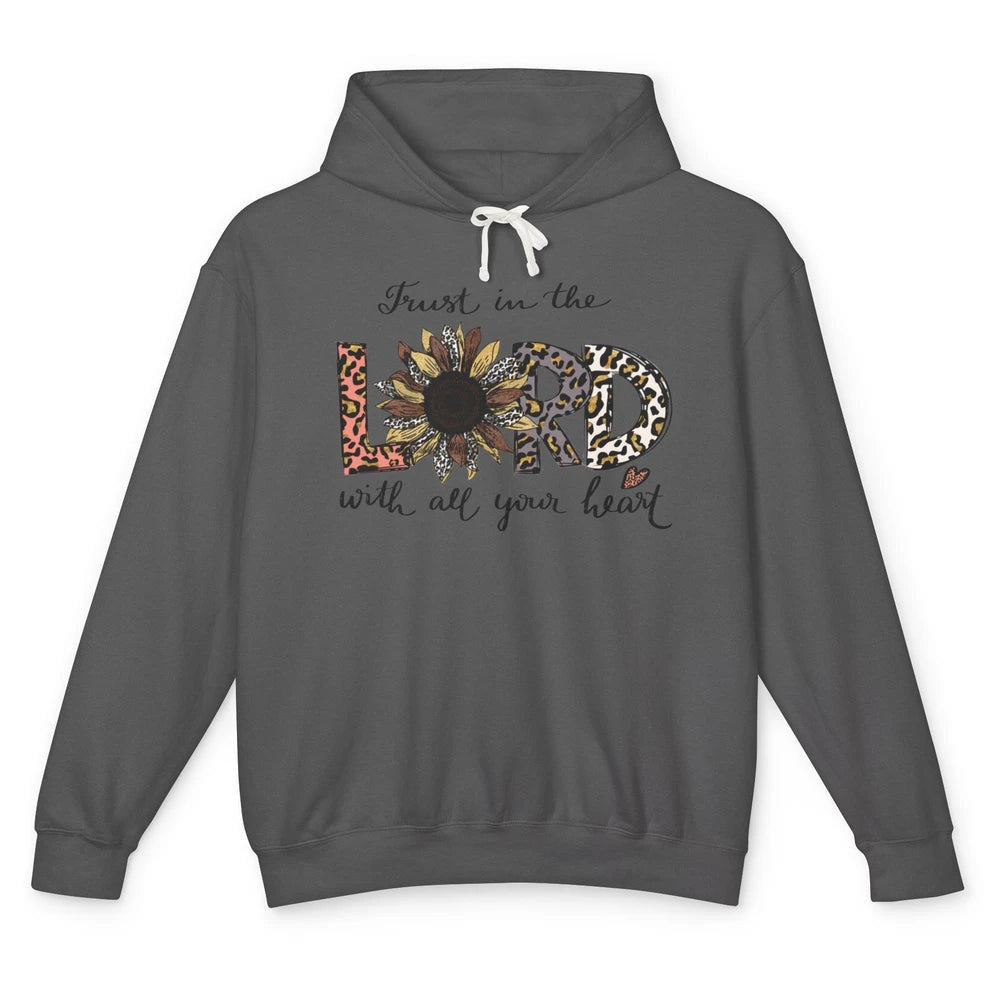 Trust In The Lord Love Christian Sunflower Leopard Jesus Unisex Lightweight Hoodie