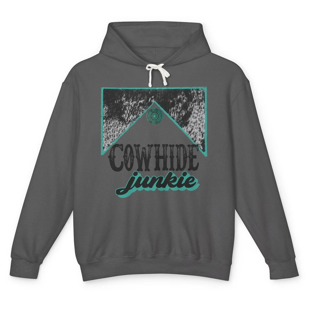 Retro Cowhide Junkie Western Country Cowboy Cowgirl Gift Unisex Lightweight Hoodie