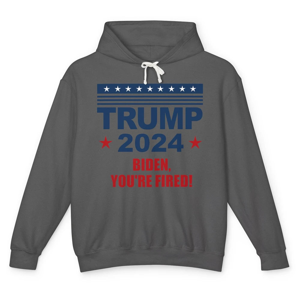 Retro US Flag Trump 2024 Return Biden You're Fired Patriot Unisex Lightweight Hoodie