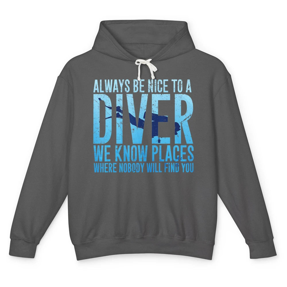 Scuba Diving Funny Saying Nice To Scuba Divers Retro Ocean Unisex Lightweight Hoodie