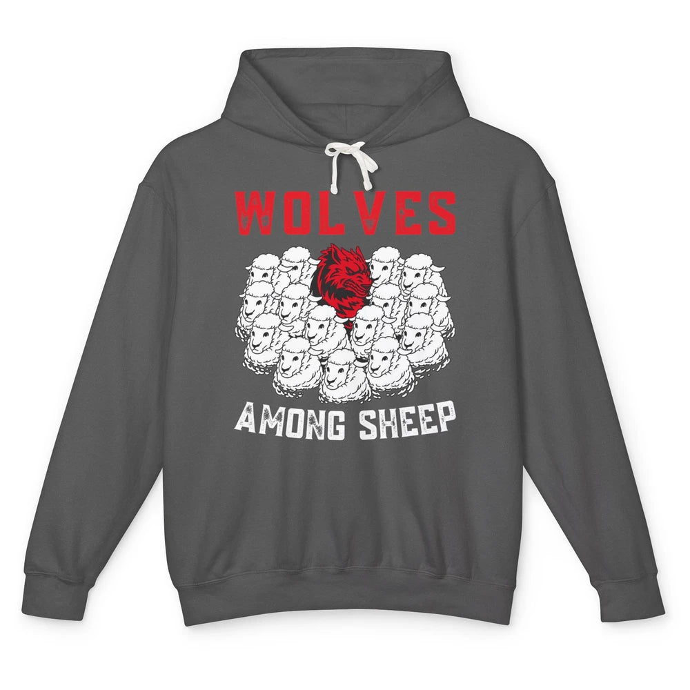 Funny Wolves Among Sheep Lamb Farm Animal Farming Country Unisex Lightweight Hoodie