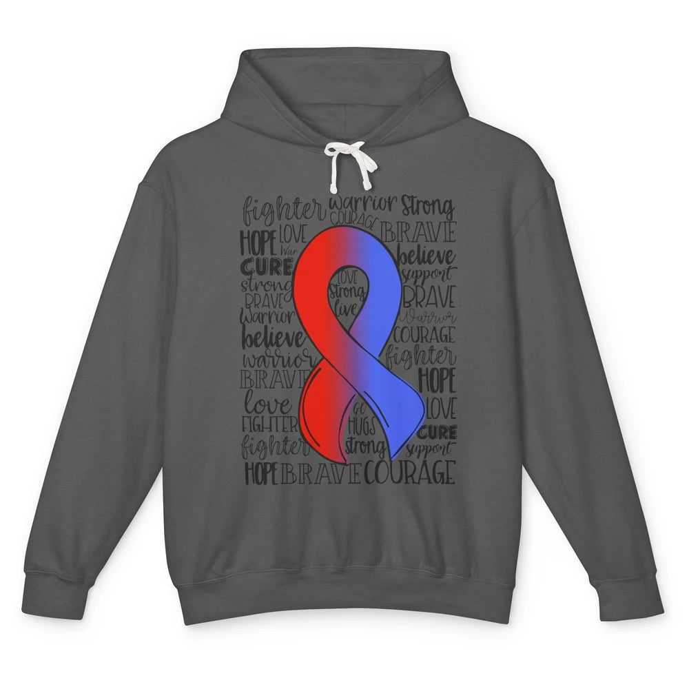 Hypoplastic Left Heart Syndrome Red Blue Ribbon Hope Love Unisex Lightweight Hoodie