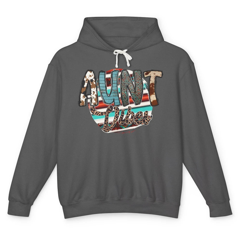 Aunt Vibes Cowhide Leopard Turquoise Western Country Auntie Unisex Lightweight Hoodie