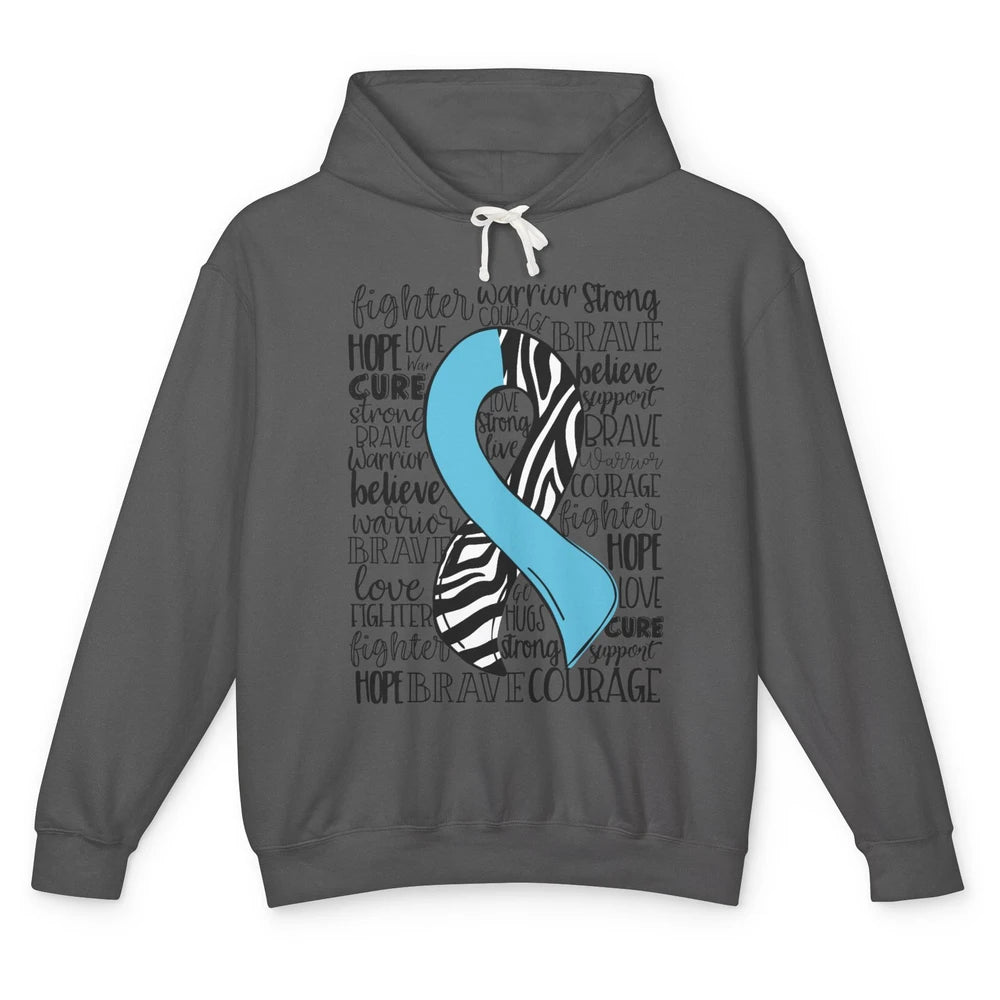 Hereditary Angioedema Awareness Zebra Blue Ribbon Hope Love Unisex Lightweight Hoodie