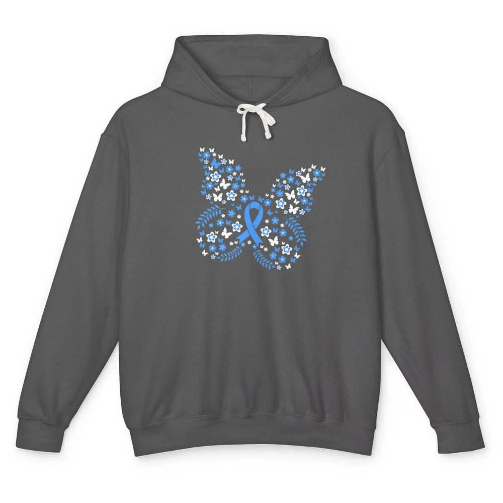 Cool Butterfly Warrior Blue Ribbon Prostate Cancer Awareness Unisex Lightweight Hoodie